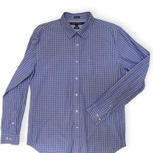 Tommy Hilfiger 80s 2 Ply Custom Fit 100% Cotton Button Down Shirt | Classic Blue